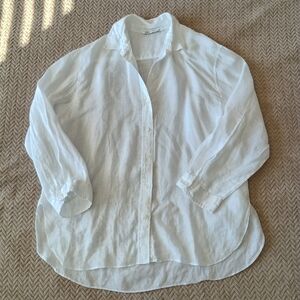 Zara White Linen Button Up Shirt